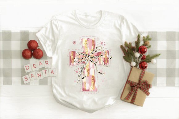 Bow Glitter Jesus Cross PNG for T-Shirt Designs