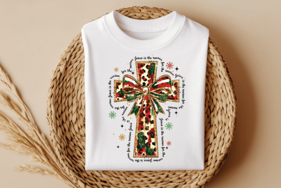 Colorful Coquette Glitter Jesus Cross T-Shirt Designs