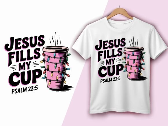 Jesus Fills My Cup Christmas Psalm 23 5 T-Shirt Designs