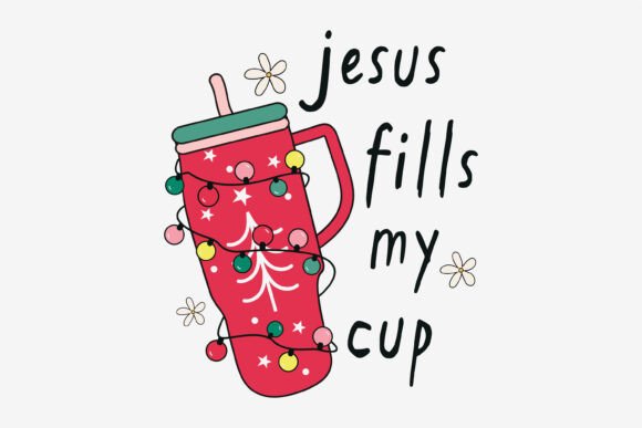 Jesus Fills My Cup Christmas Retro Svg T-Shirt Designs