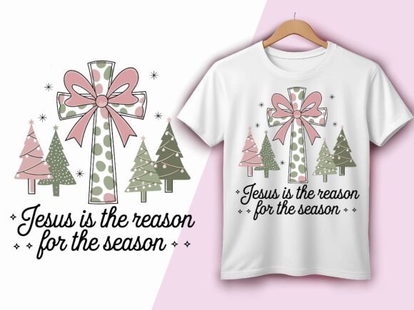 Jesus is the Reason Christmas Cross T-Shirt Designs