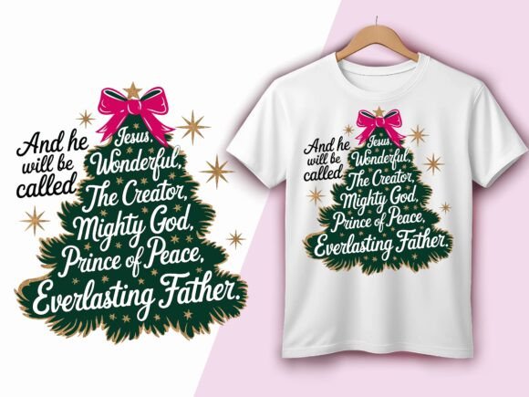 Jesus Wonderful Counselor Christmas Tree T-Shirt Designs
