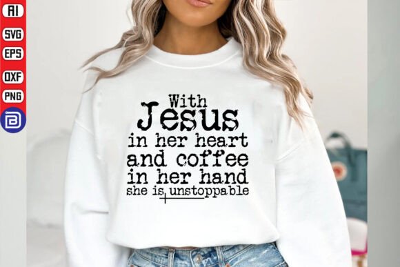 With Jesus in Her Heart SVG for T-Shirt Designs
